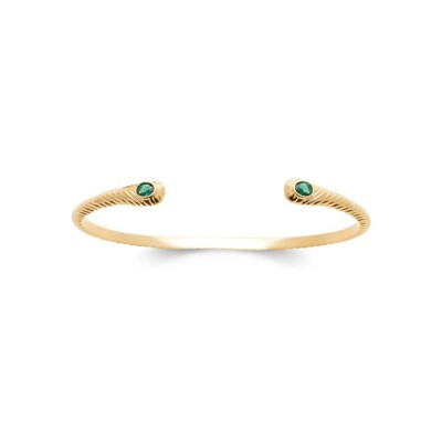 Bracelet jonc en plaqué or et pierre synthétique