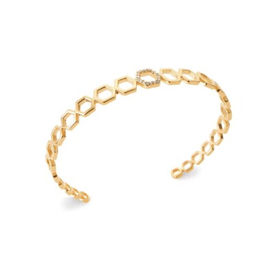 Bracelet jonc en plaqué or et oxyde de zirconium