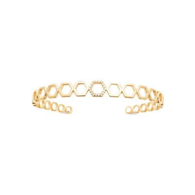 Bracelet jonc en plaqué or et oxyde de zirconium