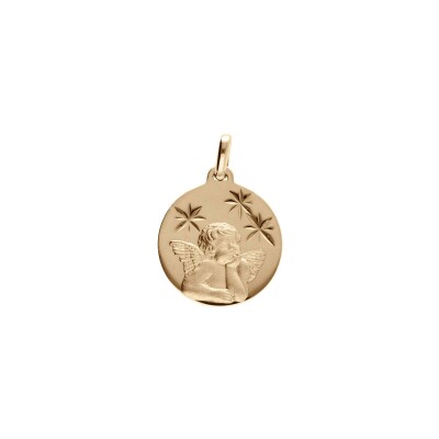 Médaille 15mm diamanté étoile Ange en plaqué or