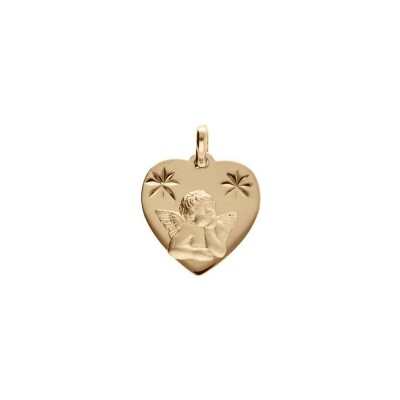 Pendentif coeur contour diamanté Ange en plaqué or
