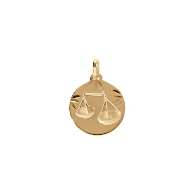 Médaille 15mm diamanté zodiaque Balance en plaqué or