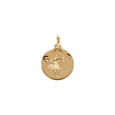 Médaille 15mm diamanté zodiaque Sagittaire en plaqué or