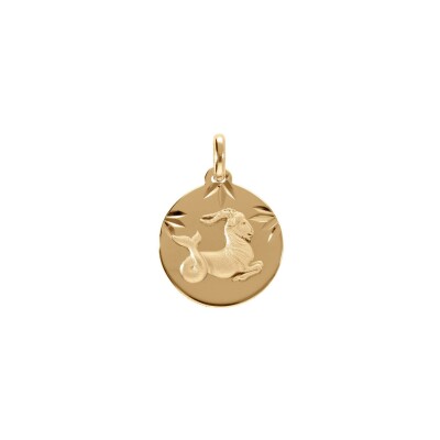 Médaille 15mm diamanté zodiaque Capricorne en plaqué or