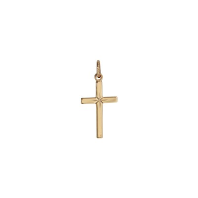 Pendentif croix diamanté étoile 20x12 mm en plaqué or