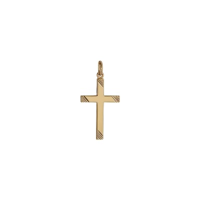 Pendentif croix grand modèle strié 25x16 mm en plaqué or