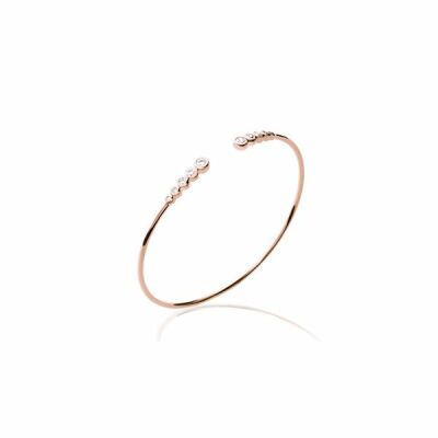 Bracelet jonc en plaqué or rose et oxydes de zirconium