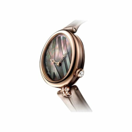 Montre Breguet Reine de Naples mini Princesse, en Or rose sur croco, cadran nacré noir, automatique