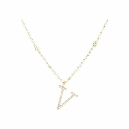 Collier Lettre V en or blanc et diamants