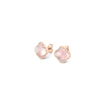 Boucles d'oreilles puces Morganne Bello Songe en or rose et quartz rose