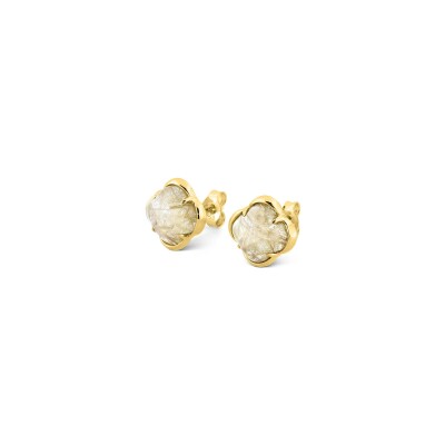 Boucles d'oreilles puces Morganne Bello Songe en or jaune et quartz rutile