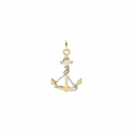 Pendenfif ancre de marine en or jaune et or blanc