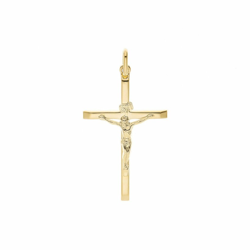Pendentif Croix en or jaune et or blanc avec christ