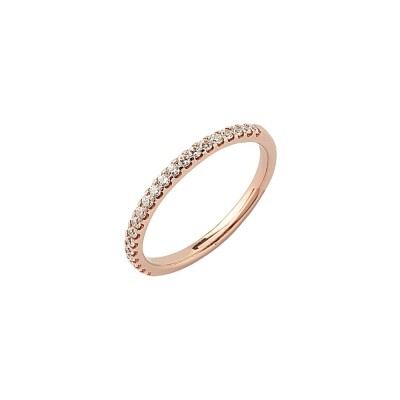 Alliance demi-tour serti griffe en or rose et diamants de 0.25ct