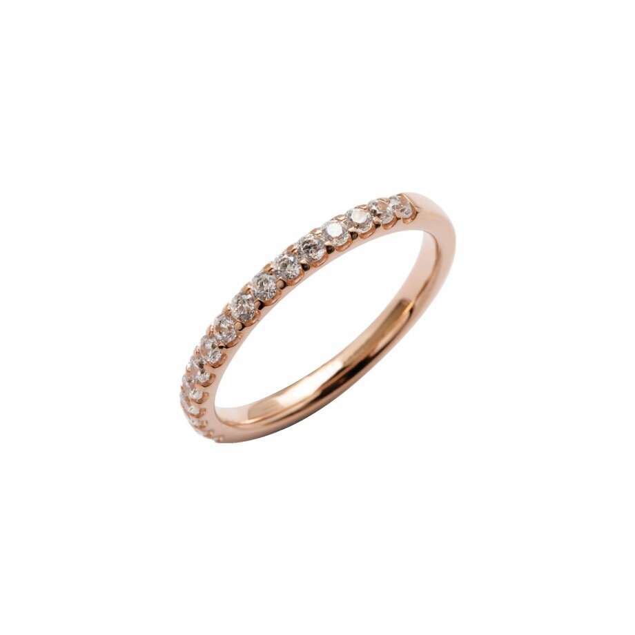 Half-set wedding ring, rose gold and 0.38ct diamonds