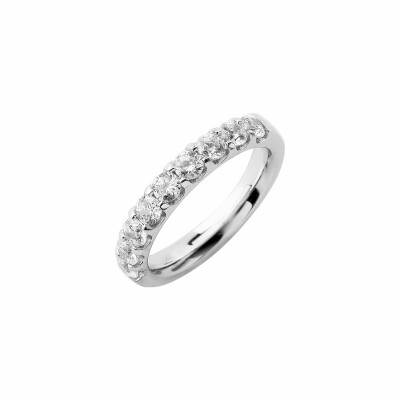 Alliance demi tour en or blanc et diamants de 1ct