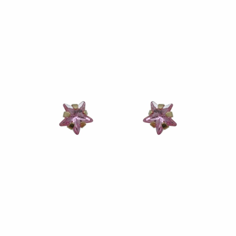 Boucles d'oreilles étoiles en or jaune et oxydes de zirconium, 4mm