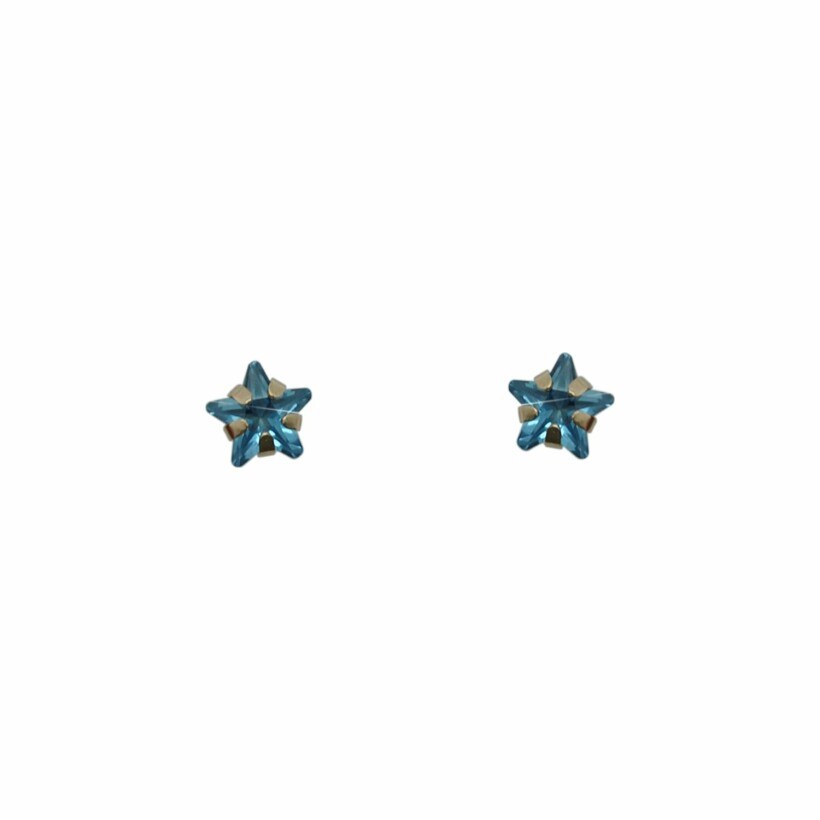 Boucles d'oreilles étoiles en or jaune et oxydes de zirconium, 4mm