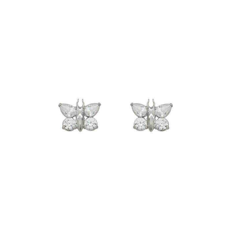 Boucles d'oreilles papillons en or blanc