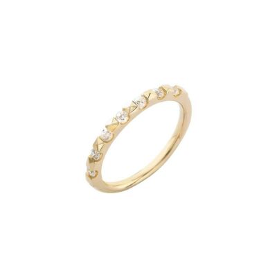 Alliance demi-tour serti prisme en or jaune et diamants de 0.22ct