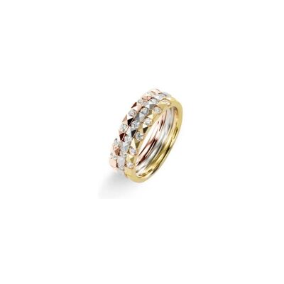 Bague multirangs en or jaune, or blanc, or rose et diamants de 0.53ct