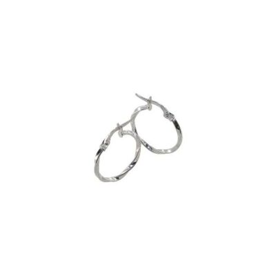 Boucles d'oreilles créoles torsadées ADLC en or blanc