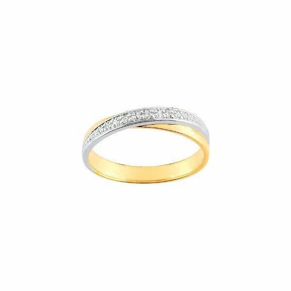 Bague en or jaune, or blanc et diamants 0.03ct