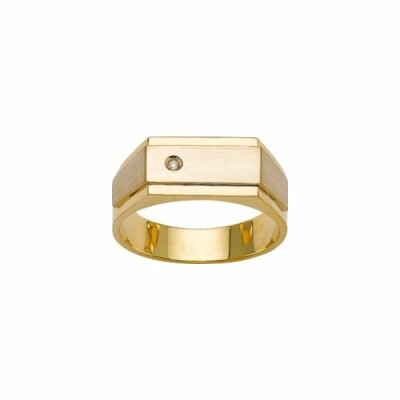 Chevalière en or jaune et or blanc avec diamant