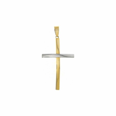 Pendentif Croix en or jaune et or blanc