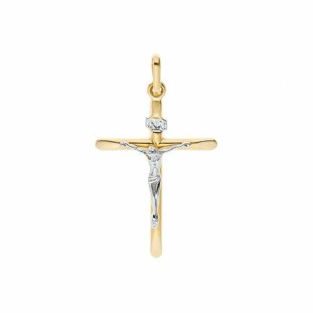 Pendentif Croix en or jaune et or blanc avec christ