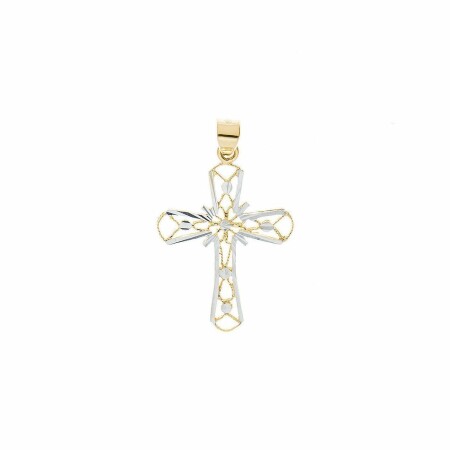 Pendentif Croix en or jaune et or blanc