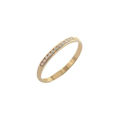 Alliance demi-tour serti rail en or jaune et diamants de 0.10ct