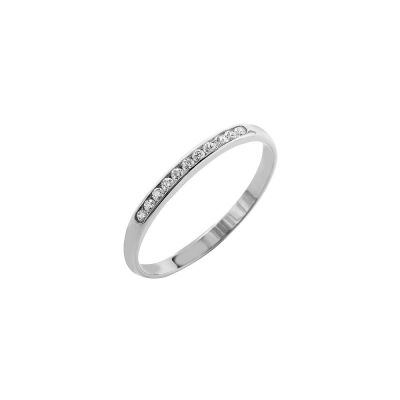 Alliance demi-tour serti rail en or blanc et diamants de 0.10ct