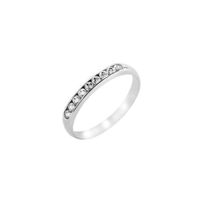 Alliance demi-tour serti rail en or blanc et diamants de 0.20ct