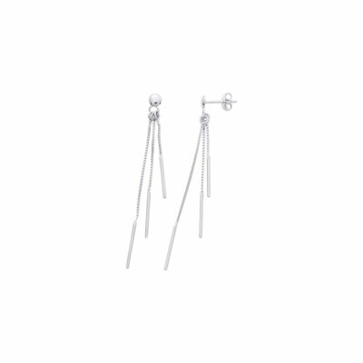 Boucles d'oreilles pendantes en or blanc