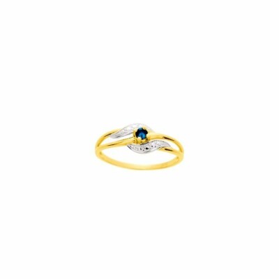 Bague en or jaune, or blanc et saphir