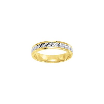 Alliance en or jaune et or blanc, 4mm