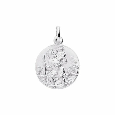 Médaille Saint Christophe en or blanc