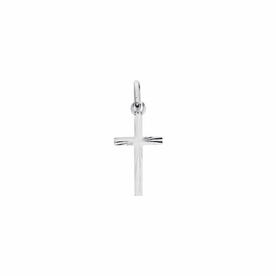 Pendentif croix lapidée en or blanc