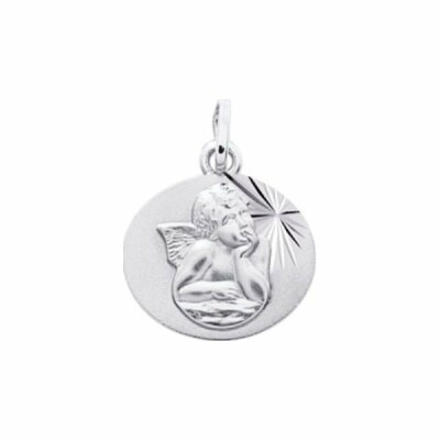 Médaille ange en or blanc