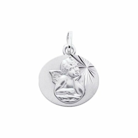 Médaille ange en or blanc