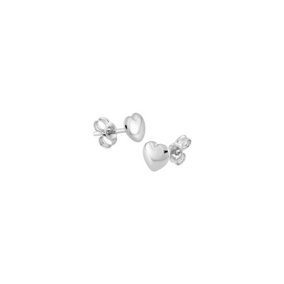 Puces d'oreilles coeur en or blanc