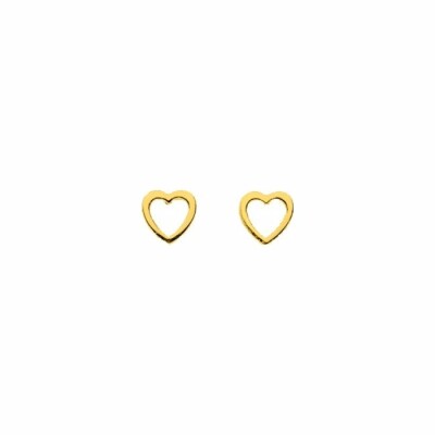 Boucles d'oreilles clous cœurs en or jaune