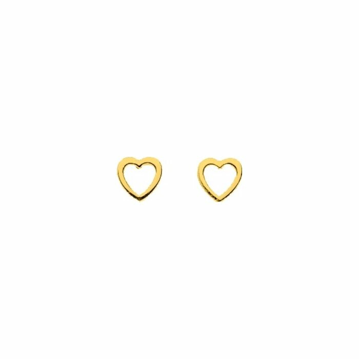 Boucles d'oreilles clous cœurs en or jaune
