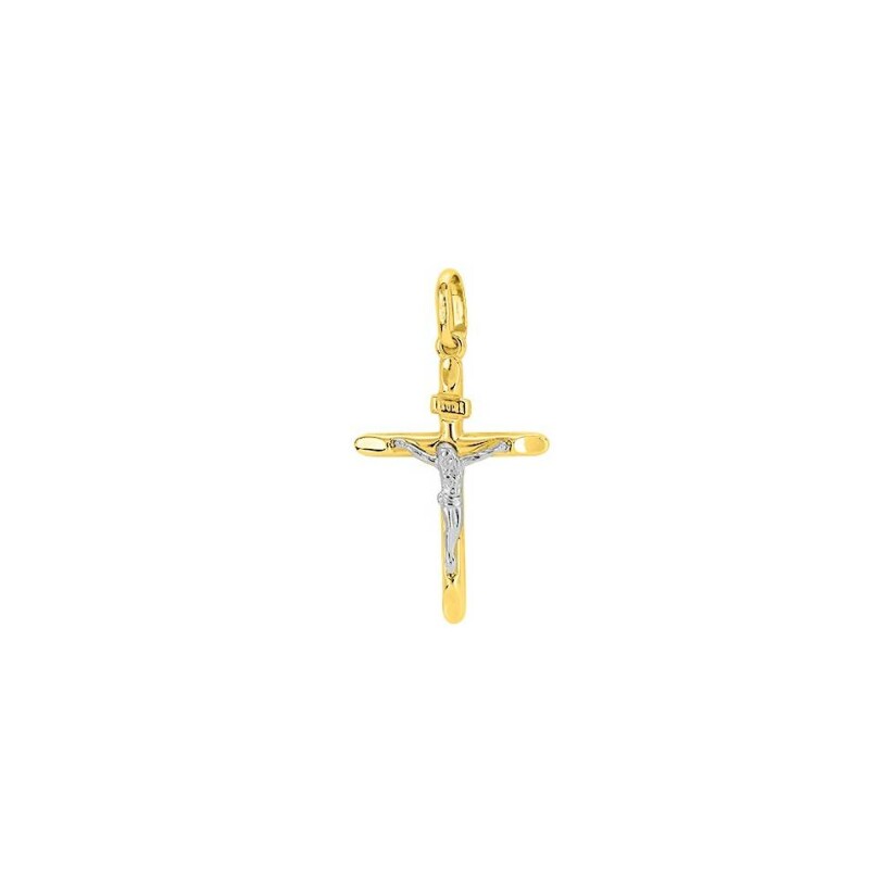 Médaille Christ sur la croix en or jaune et or blanc