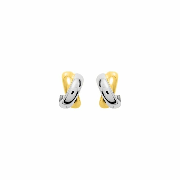 Boucles d'oreilles créoles en or jaune et rhodium