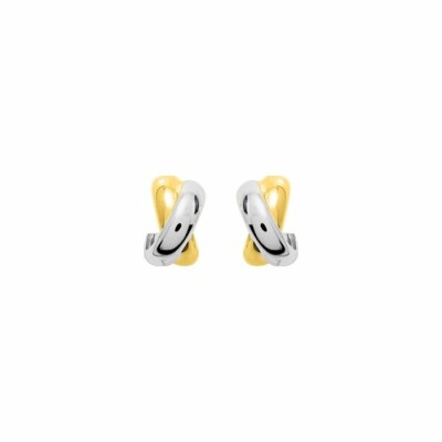 Boucles d'oreilles créoles en or jaune et rhodium