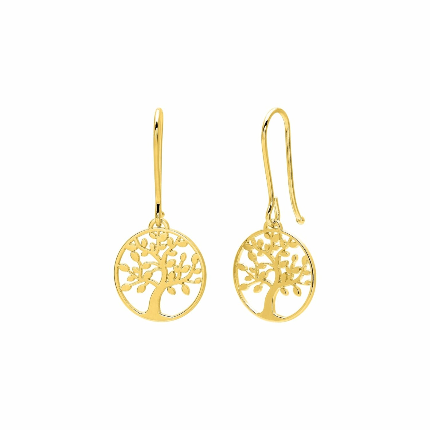 Boucles d'oreilles crochet arbre de vie en or jaune