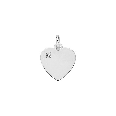 Pendentif Coeur en or blanc et oxyde de zirconium