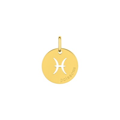 Médaille zodiaque Poissons en or jaune